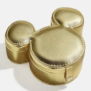 BaubleBar Disney MICKEY MOUSE Jewelry Storage Travel Case Box METALLIC GOLD